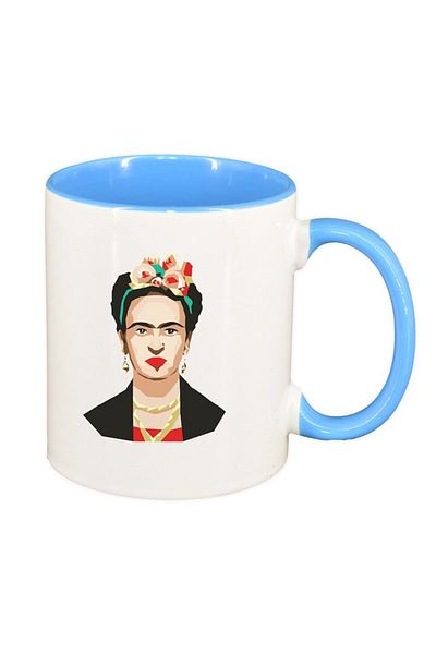 INOVATIX Personalized white mug, Frida, blue interior, D1453, INOVATIX®. 330ml