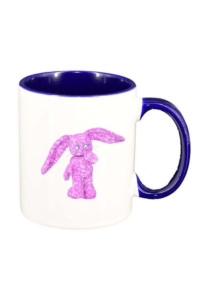 INOVATIX Personalized white mug, Pink Bunny, dark blue interior, D999, INOVATIX®. 330ml