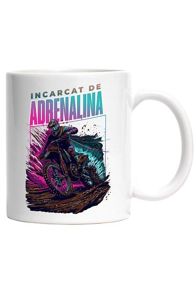 INOVATIX Personalized white mug, adrenaline-charged man on motocross race, INOVATIX®. 330ml