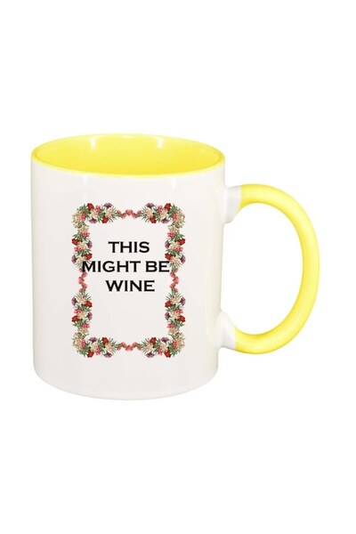 INOVATIX Cana alba personalizata, Flori, This might be wine, interior galben,...