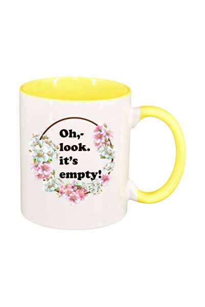 INOVATIX Cana alba personalizata, Flori, Oh, look., interior galben, D1045, I...