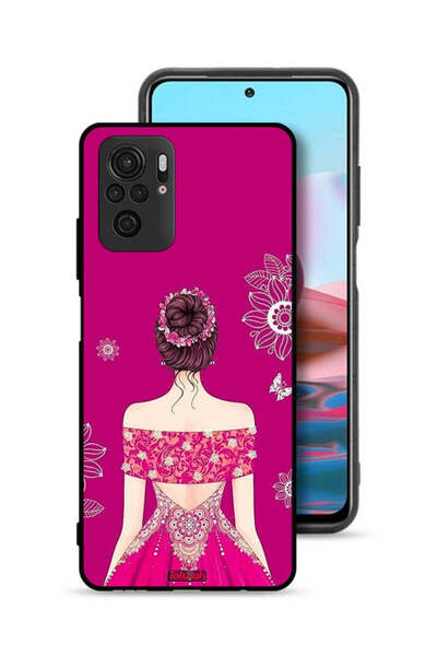 Tolwak Xiaomi Redmi Note 10 4G Protective Case Cover Girl And Flowers Art