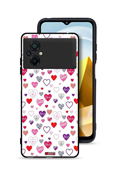 Tolwak Xiaomi Poco M5 4G Protective Case Cover Hearts Doodle