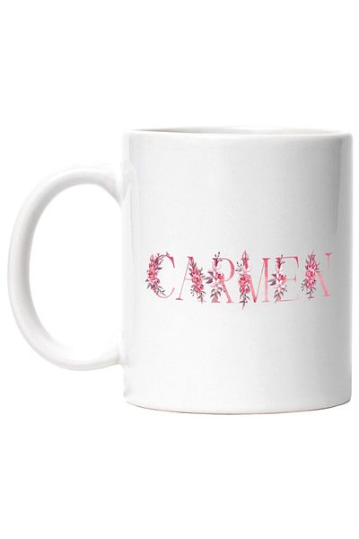 INOVATIX Personalized white mug, Name Carmen, Floral, Colorful, Creative, Beautiful, Unique, INOVATIX®. 330ml