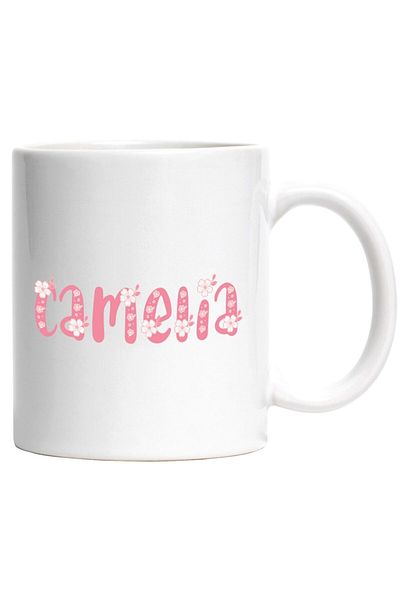 INOVATIX Personalized white mug, Name Camelia, Flowers, Colorful, Pink, Cute, INOVATIX®. 330ml