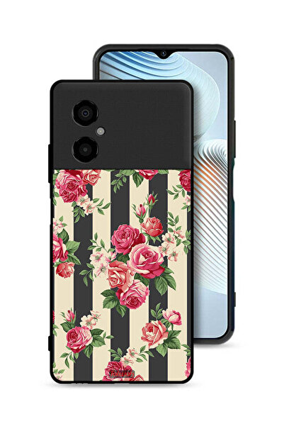 Tolwak Xiaomi Poco M4 5G Protective Case Cover Roses Pattern