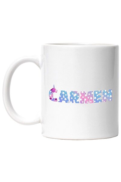 INOVATIX Cana alba personalizata, Numele Carmen, Unicorn, Printesa, Fairytale...