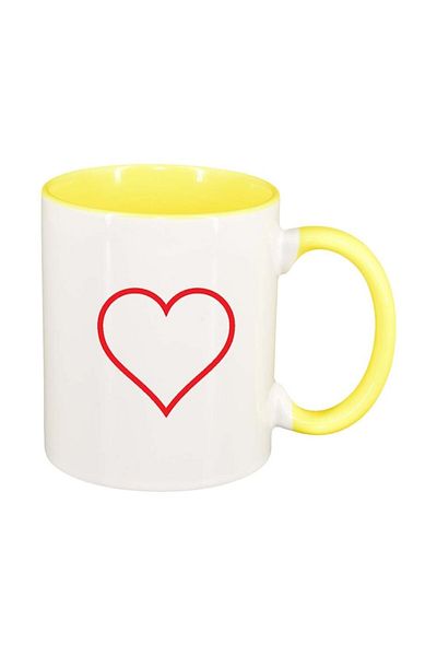 INOVATIX Personalized white mug, Love, yellow interior, D326, INOVATIX®. 330ml