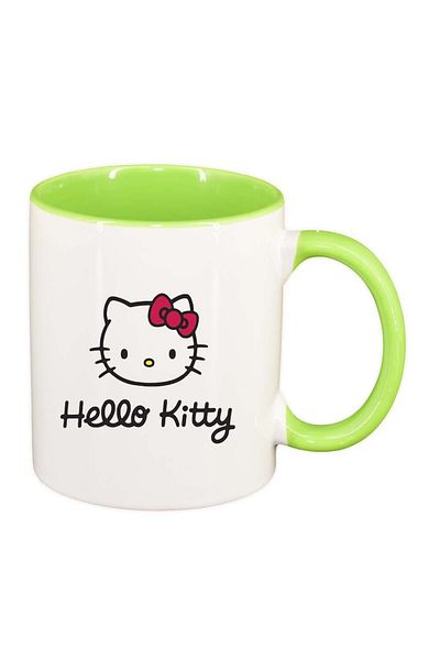 INOVATIX Personalized white mug, Hello Kitty, light green interior, D839, INOVATIX®. 330ml