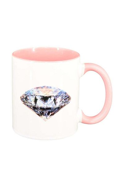 INOVATIX Personalized white mug, Diamond, pink interior, D240, INOVATIX®. 330ml