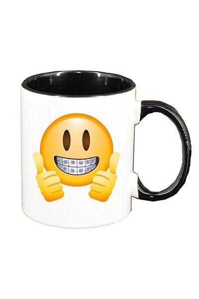 INOVATIX Personalized white mug, Emoji Like, black interior, D25, INOVATIX®. 330ml