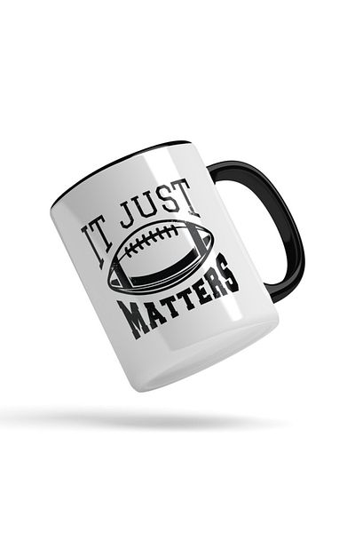 INOVATIX Personalized white mug, It Just Matters, Rugby, with Black Handle, INOVATIX®. 330ml