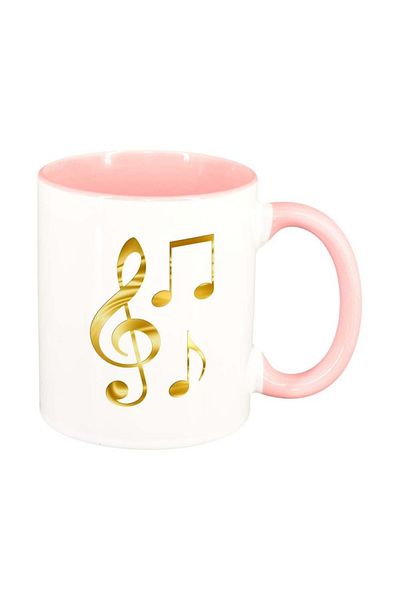 INOVATIX Cana alba personalizata, Musical Notes, interior roz, D965, INOVATIX®. 330ml