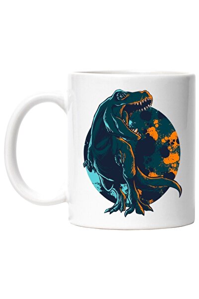 INOVATIX Персонализирана бяла чаша, Динозавър, Т-рекс, Зъби, Абстракт, INOVAT...