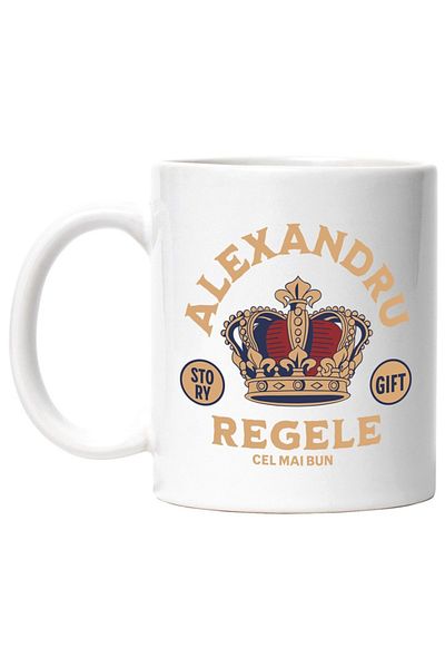 INOVATIX Personalized white mug, Crown of King Alexander the Great, INOVATIX®. 330ml
