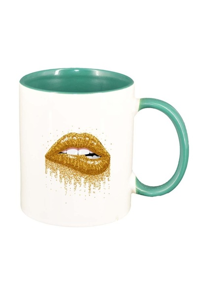 INOVATIX Cana alba personalizata, Lips, interior verde, D250, INOVATIX®. 330ml