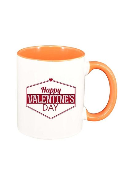 INOVATIX Personalized white mug, Love, orange interior, D342, INOVATIX®. 330ml