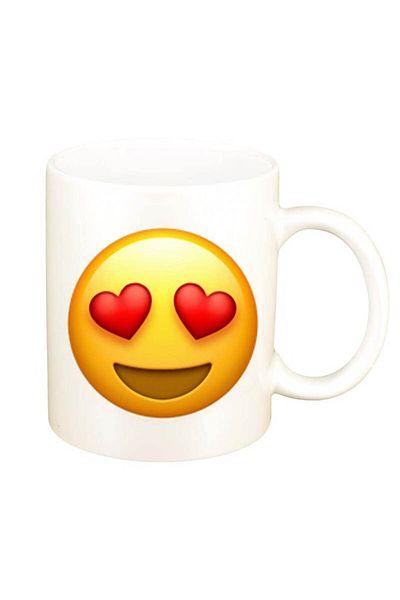 INOVATIX Cana alba personalizata, Emoji Love, D35, INOVATIX®. 330ml
