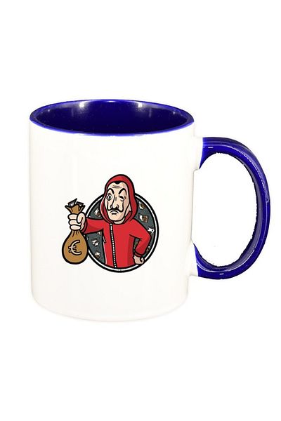 INOVATIX Personalized white mug, La Casa De Papel, dark blue interior, D1485, INOVATIX®. 330ml