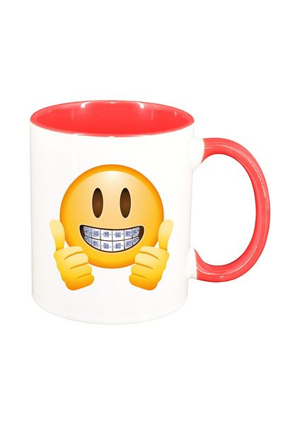 INOVATIX Personalized white mug, Emoji Like, red interior, D25, INOVATIX®. 330ml