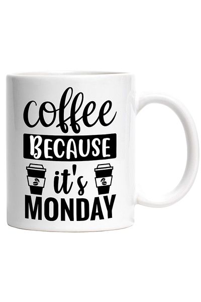 INOVATIX Personalized white mug, for coffee lovers Coffee, because it's Monday, INOVATIX®. 330ml