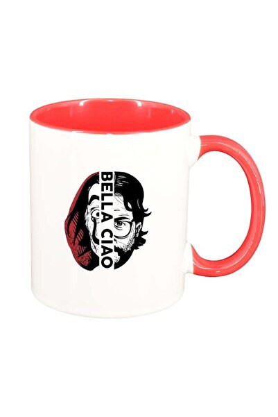 INOVATIX Персонализирана бяла чаша, La Casa De Papel, червена вътрешност, D13...