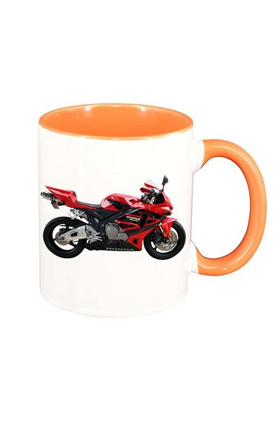 INOVATIX Personalized white mug, Motor, orange interior, D40, INOVATIX®. 330ml