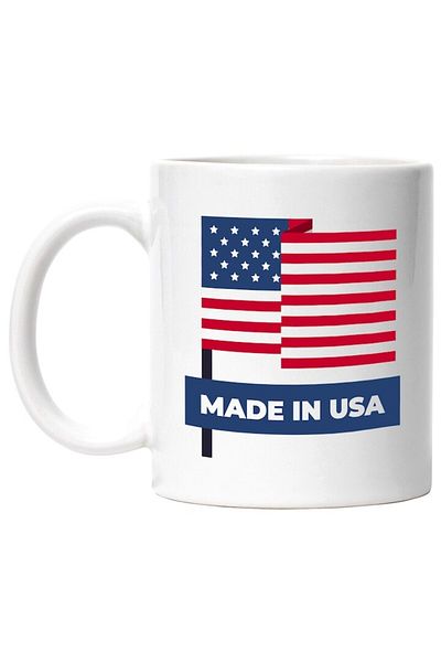 INOVATIX Personalized white mug, Message in English Made In USA, USA, America, Flag, INOVATIX®. 330ml