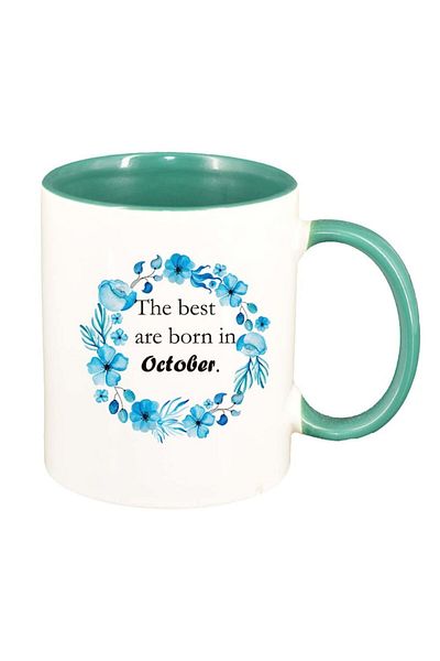 INOVATIX Personalized white mug, Flowers, The best are born in..., green interior, D1071, INOVATIX®. 330ml