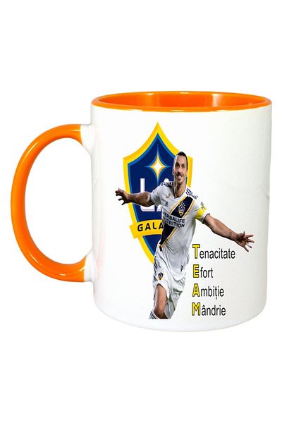 INOVATIX Personalized White Mug, Zlatan Ibra Team, Orange Handle and Interior, ®. 330ml