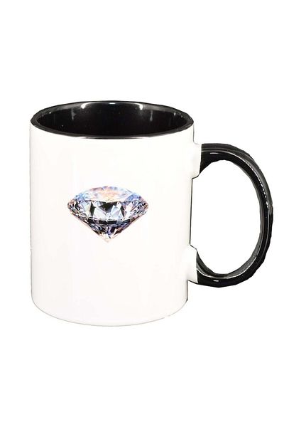 INOVATIX Personalized white mug, Diamond, black interior, D325, INOVATIX®. 330ml