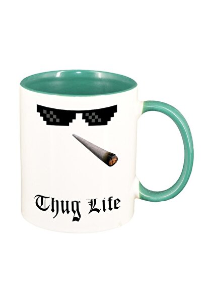 INOVATIX Cana alba personalizata, personalizata, Thug Life, verde interior, I...