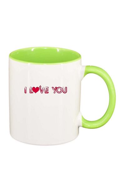 INOVATIX Personalized white mug, Love, light green interior, D340, INOVATIX®. 330ml