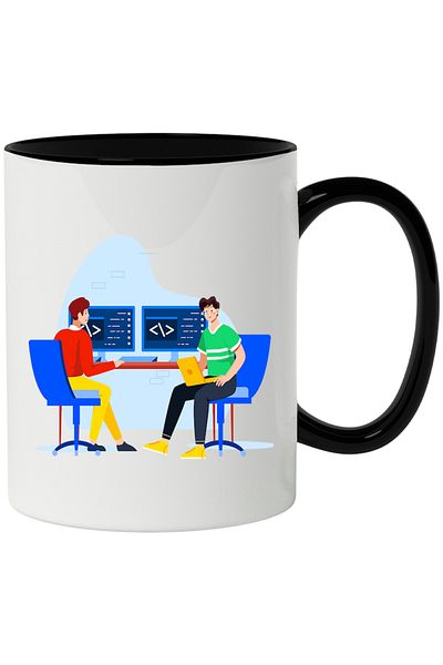 INOVATIX Personalized white mug, Programming, Code, Office, IT, Laptop, with Black Handle, INOVATIX®. 330ml