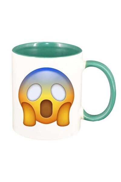 INOVATIX Cana alba personalizata, Emoji WooW, interior verde, D32, INOVATIX®....