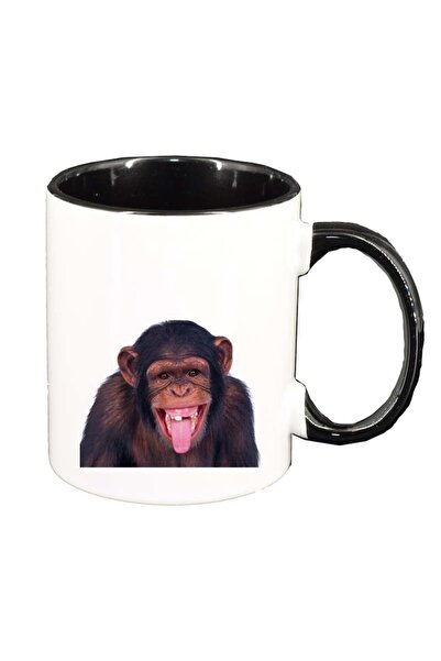 INOVATIX Персонализирана бяла чаша, Маймунка, черен интериор, D176, INOVATIX®...