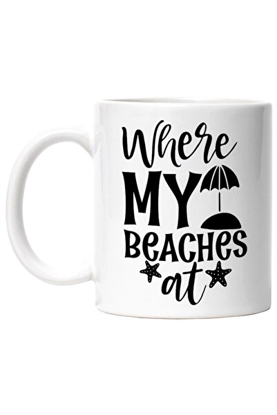INOVATIX Εξατομικευμένη λευκή κούπα, στα Αγγλικά Where my beaches at - πού εί...