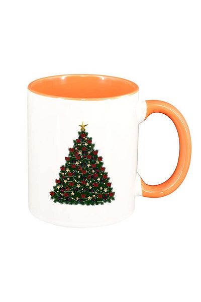 INOVATIX Personalized white mug, Christmas, orange interior, D165, INOVATIX®. 330ml