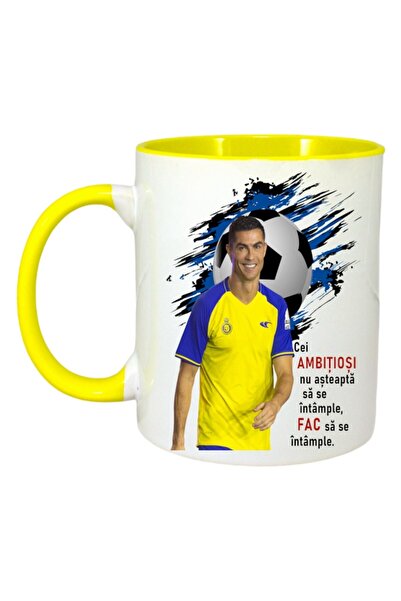 INOVATIX Cana Alba Personalizata, Ronaldo Ambitios, Maner Si Interior Galben,...