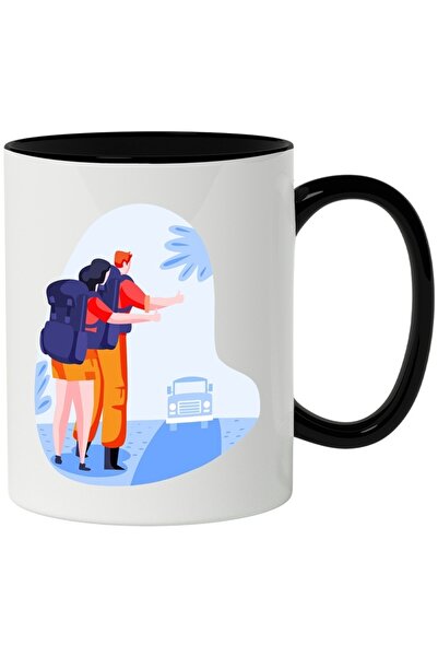 INOVATIX Cana alba personalizata, Ghiozdan, Calatorie, Autostop, Masina, cu M...