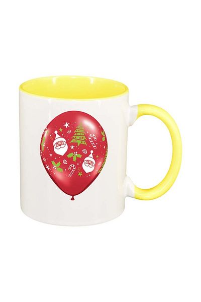 INOVATIX Personalized white mug, Christmas, yellow interior, D173, INOVATIX®. 330ml
