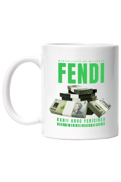 INOVATIX Cana alba personalizata, _Fendi_ - Banii Aduc Fericirea, INOVATIX®. ...