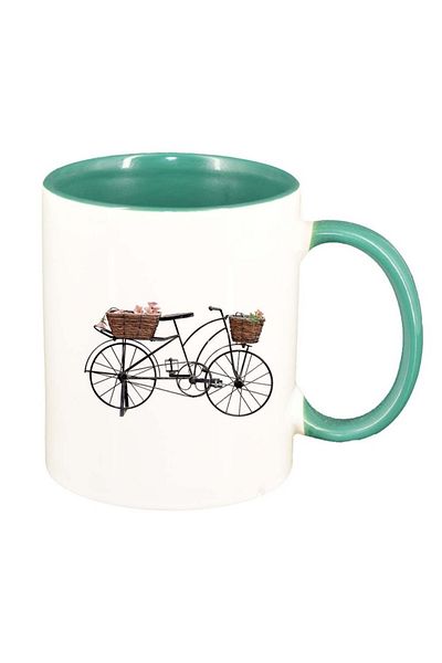 INOVATIX Personalized white mug, Bike, Retro, green interior, D953, INOVATIX®. 330ml