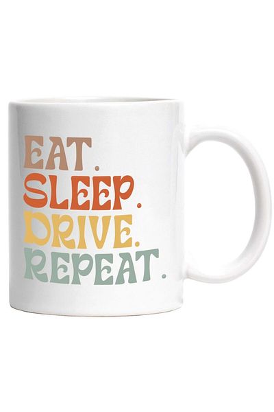 INOVATIX Personalized white mug, Eat. Sleep. Drive. Repeat. - eat sleep drive repeat, INOVATIX®. 330ml