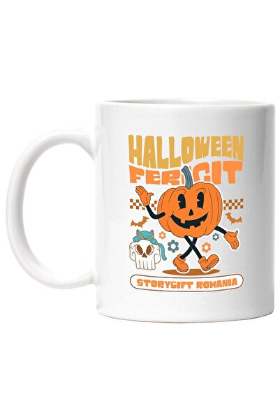 INOVATIX Cana alba personalizata, h4ALLoween fericit dovleac zambitor craniu,...