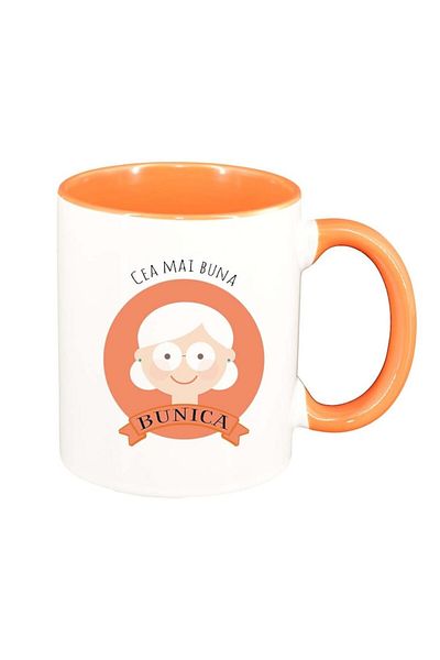 INOVATIX Personalized white mug, The Best... Grandma, orange interior, D791, INOVATIX®. 330ml