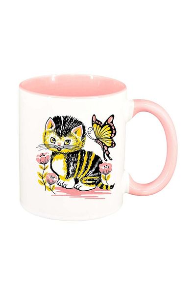 INOVATIX Personalized white mug, Cat, pink interior, D967, INOVATIX®. 330ml