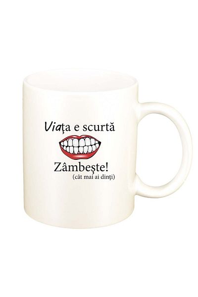 INOVATIX Personalized white mug, Life is short, smile..., D1029, INOVATIX®. 330ml