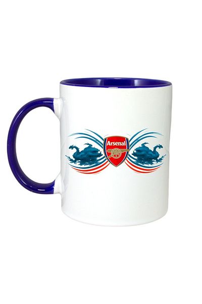 INOVATIX Cana Alba Personalizata, Arsenal Fc Anglia, Maner Si Interior Albastru, ®. 330ml