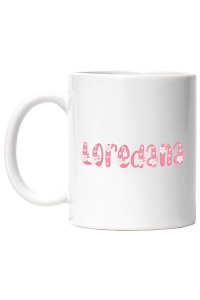 INOVATIX Personalized white mug, Name Loredana, Flowers, Colorful, Pink, Cute, INOVATIX®. 330ml
